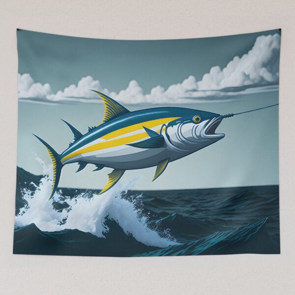 Item preview, Yellowfin tuna jumping designed and sold by ratchawoot.