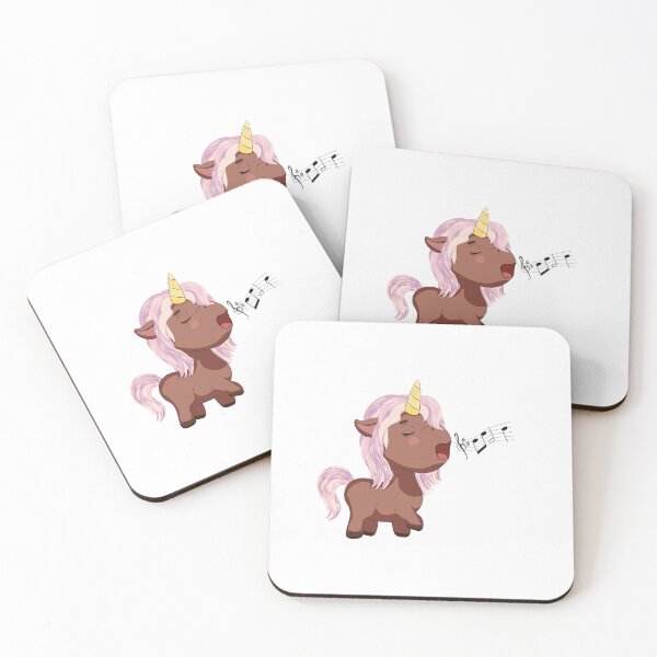 Item preview, Cute brown singing unicorn with gold horn. designed and sold by MojaDoodles.