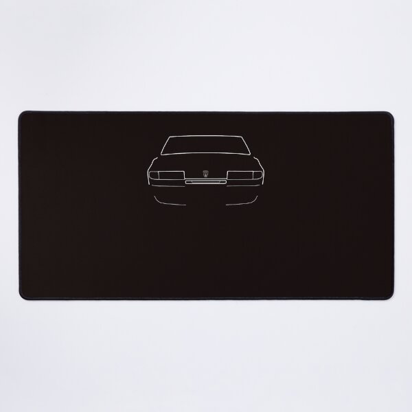 Artikelvorschau, Rover SD1, klassische britische Limousine aus den 1970er- und 1980er-Jahren, weiße Umrissgrafik entworfen und verkauft von MARKEGNATIOA.