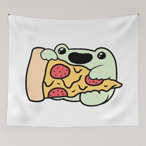 Artikelvorschau, Ein süßer Frosch, der eine Pizza hält entworfen und verkauft von PopcornpunkART.