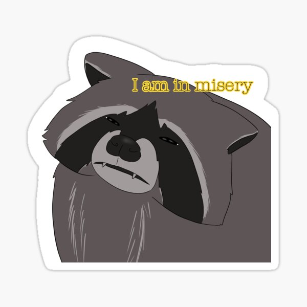 Physically Pained, Mentally Drained Raccoon Meme Sticker for Sale by  JinglesArt