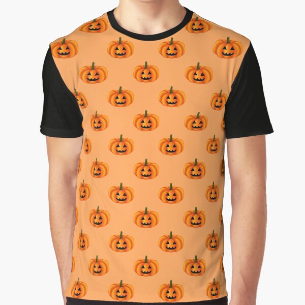 Scary Pumpkin Frenzy pattern, Orange Background Graphic T-Shirt