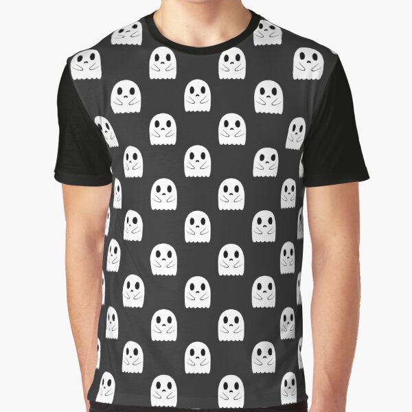 Sad Little Ghost' pattern, Grey Background Graphic T-Shirt