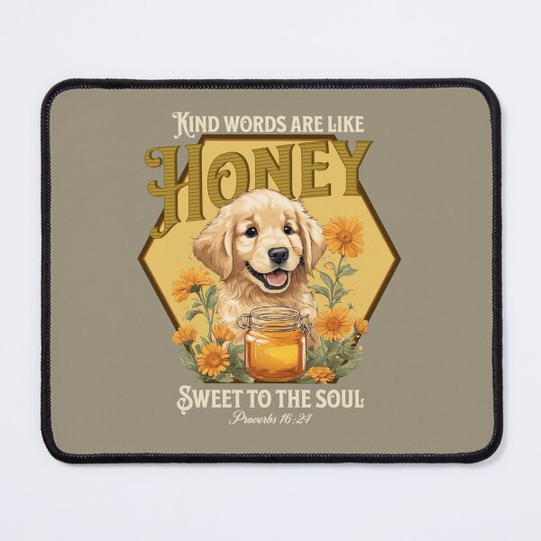 Item preview, Kind Words are like Honey Proverbs Golden Retriever Puppy designed and sold by Mumzy2many.