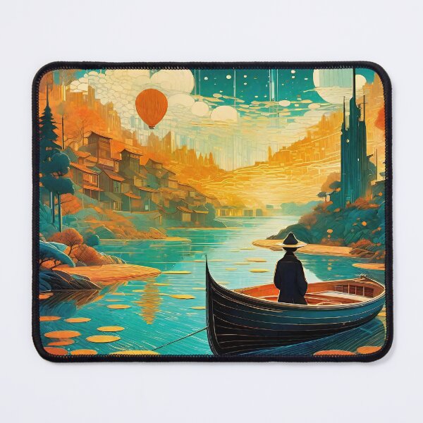 Item preview, Chinese Vintage Chinoiserie Folk Art Tile - River Boat designed and sold by stevepmp.