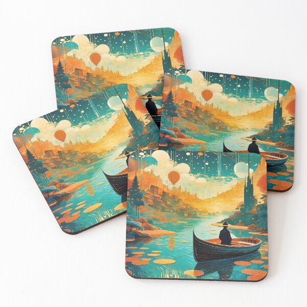 Item preview, Chinese Vintage Chinoiserie Folk Art Tile - River Boat designed and sold by stevepmp.
