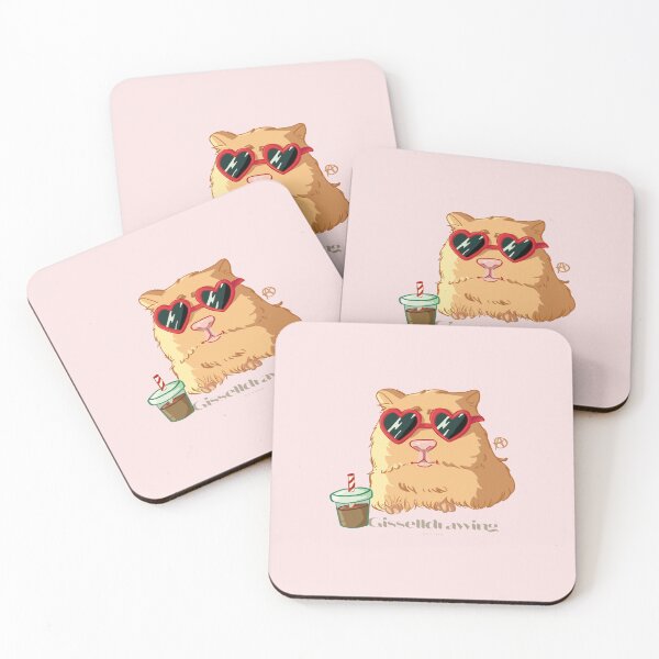 Item preview, Hamster with heart glasses, drinking a smoothie designed and sold by gisselldrawn.