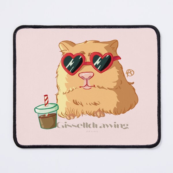 Item preview, Hamster with heart glasses, drinking a smoothie designed and sold by gisselldrawn.