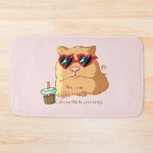 Item preview, Hamster with heart glasses, drinking a smoothie designed and sold by gisselldrawn.