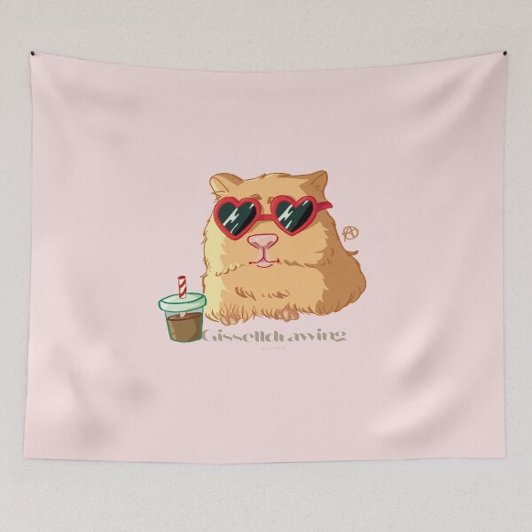 Item preview, Hamster with heart glasses, drinking a smoothie designed and sold by gisselldrawn.