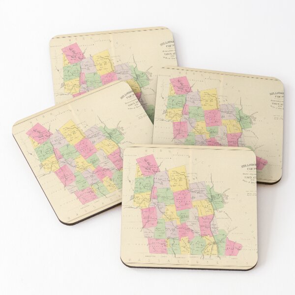 Item preview, Vintage Map of Hillsboro County NH (1892) designed and sold by BravuraMedia.