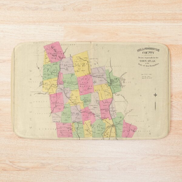 Item preview, Vintage Map of Hillsboro County NH (1892) designed and sold by BravuraMedia.