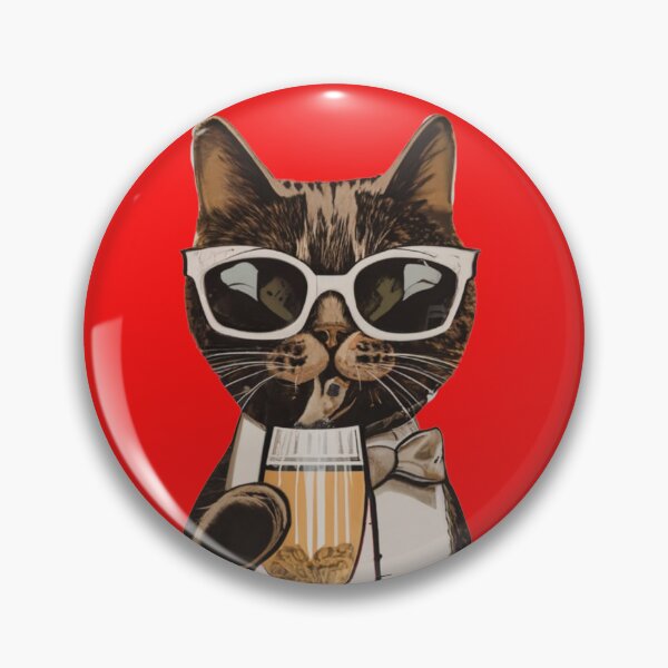 Item preview, Sophisticated Cat drinking champagne designed and sold by Glamalt.