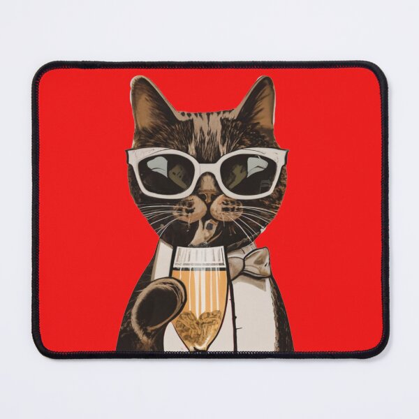 Item preview, Sophisticated Cat drinking champagne designed and sold by Glamalt.