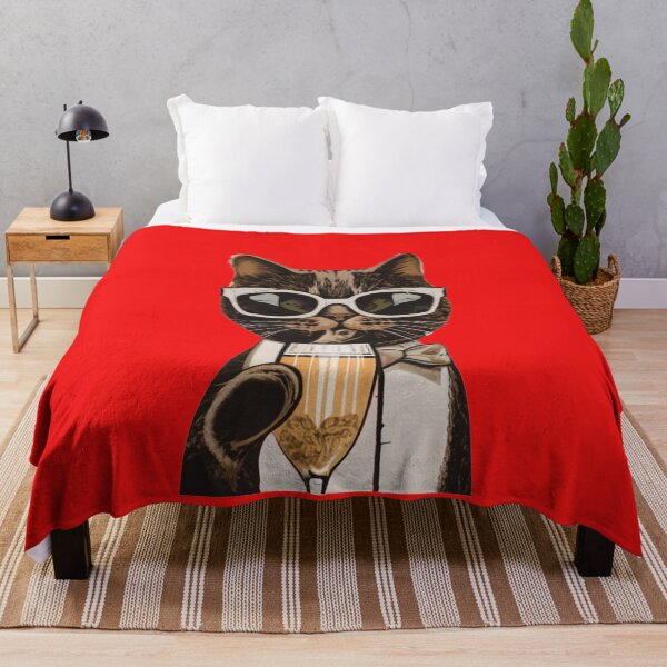 Item preview, Sophisticated Cat drinking champagne designed and sold by Glamalt.