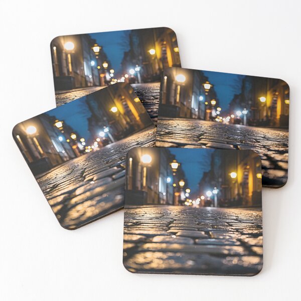 Item preview, Macro cobblestone street at dusk print designed and sold by dcrc.