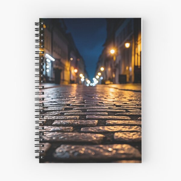 Item preview, macro cobblestone street at dusk print designed and sold by dcrc.