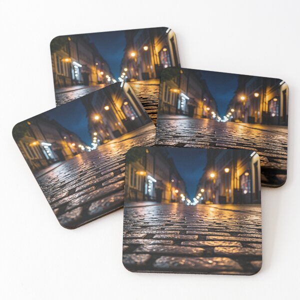 Item preview, macro cobblestone street at dusk print designed and sold by dcrc.