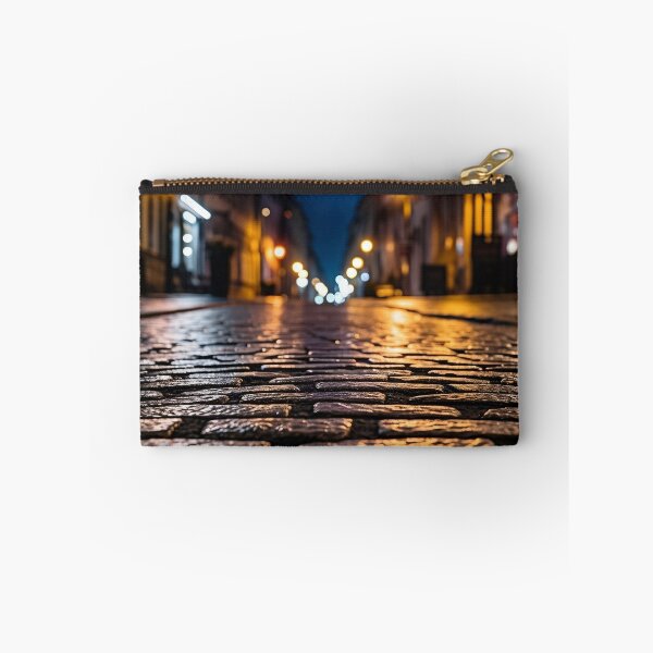 Item preview, macro cobblestone street at dusk print designed and sold by dcrc.