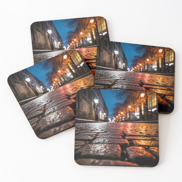 Item preview, macro cobblestone street at dusk print designed and sold by dcrc.