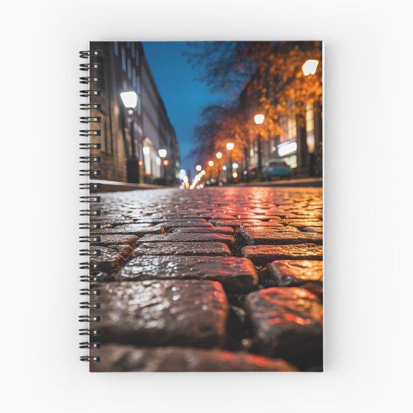 Item preview, macro cobblestone street at dusk print designed and sold by dcrc.