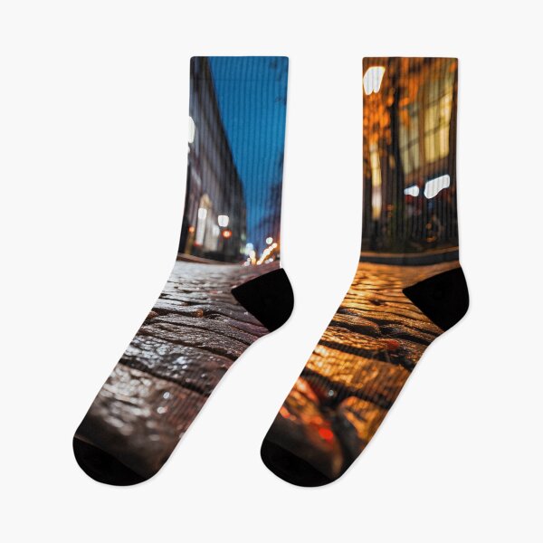 Item preview, macro cobblestone street at dusk print designed and sold by dcrc.