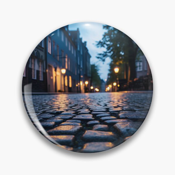 Item preview, macro cobblestone street at dusk print designed and sold by dcrc.