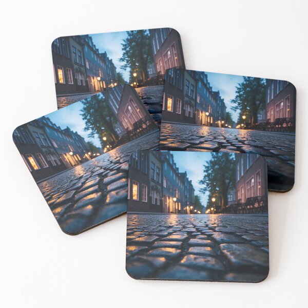 Item preview, macro cobblestone street at dusk print designed and sold by dcrc.