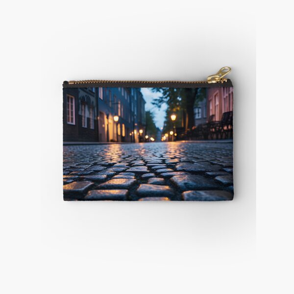 Item preview, macro cobblestone street at dusk print designed and sold by dcrc.