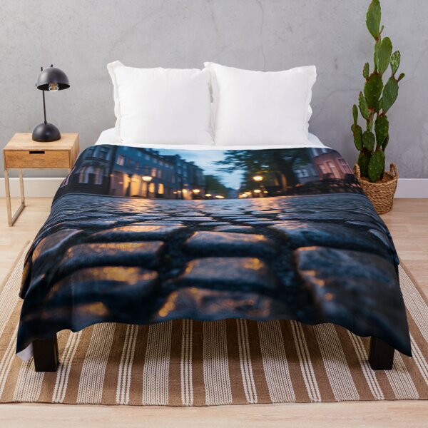 Item preview, macro cobblestone street at dusk print designed and sold by dcrc.
