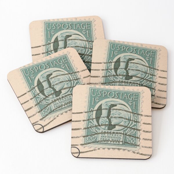 Item preview, Postal Stamp The Four Freedoms Cancelled from postcard designed and sold by Neeshki.