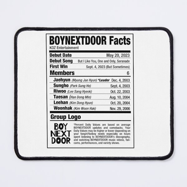 Item preview, BND BOYNEXTDOOR Kpop Nutritional Facts 2 designed and sold by skeletonvenus.