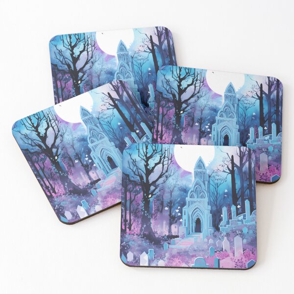 Artikelvorschau, Halloween-Aquarell-Friedhof entworfen und verkauft von RaineDDesigns.