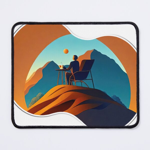 Item preview, People sitting in chairs drinking coffee on the hillside designed and sold by Natcharee.