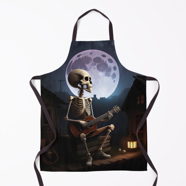 Item preview, Lonely Skeleton Playing Guitar in the Abandoned Moonlit Village designed and sold by ratchawoot.