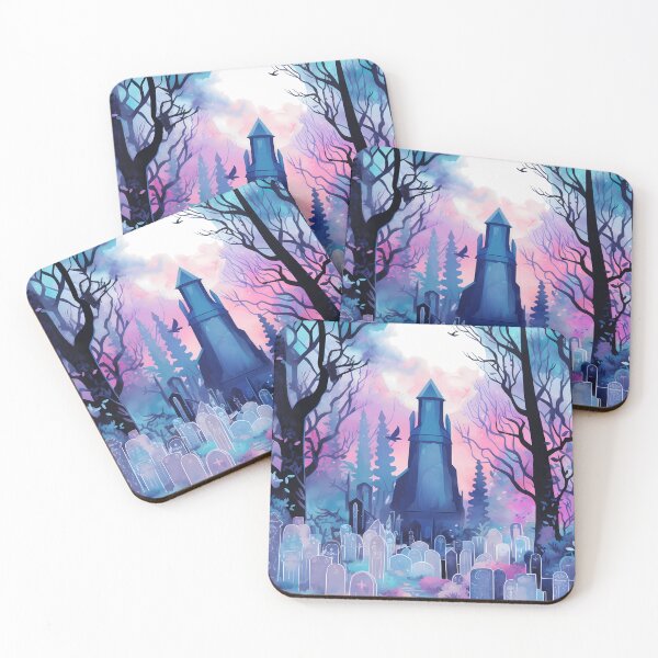Artikelvorschau, Halloween-Aquarell-Friedhof entworfen und verkauft von RaineDDesigns.