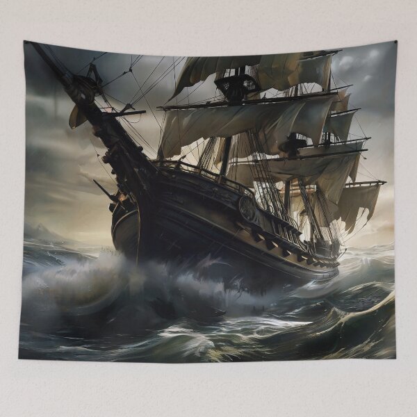 Item preview, A pirate ship sailing across the rough sea designed and sold by Good Candy.