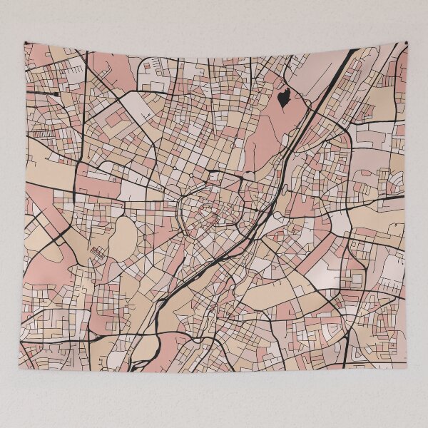 Item preview, Munich Map Pattern in Soft Pink Pastels designed and sold by PatternMaps.