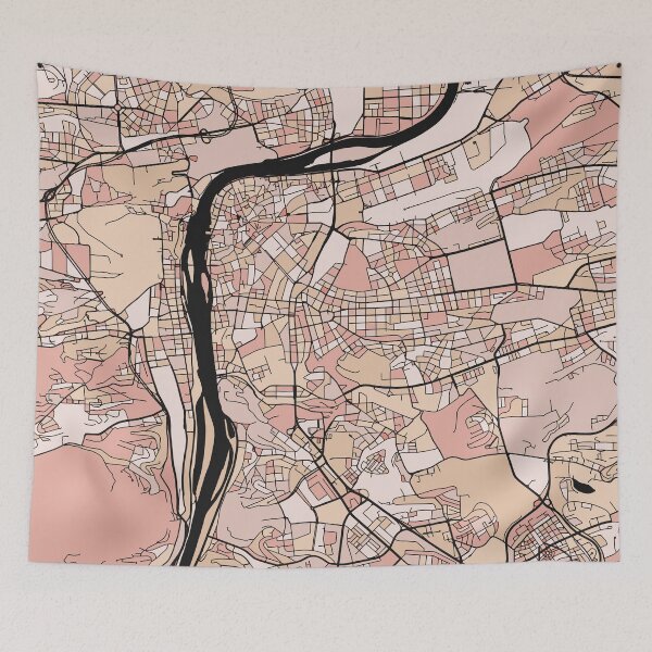 Item preview, Prague Map Pattern in Soft Pink Pastels designed and sold by PatternMaps.