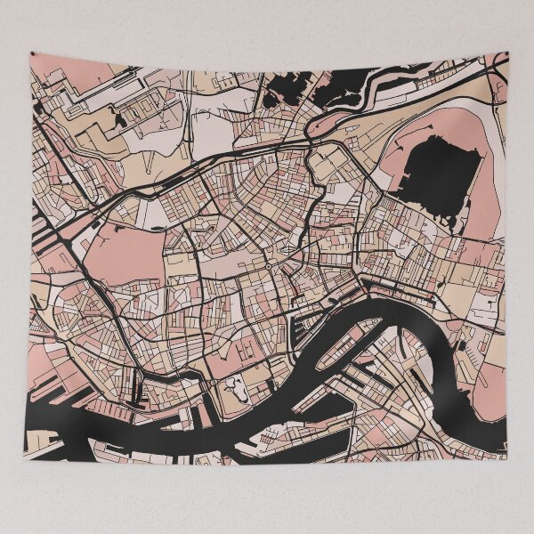 Item preview, Rotterdam Map Pattern in Soft Pink Pastels designed and sold by PatternMaps.