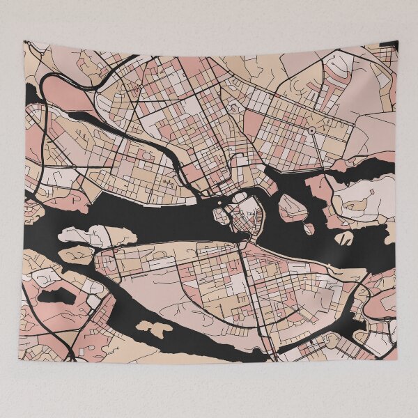 Item preview, Stockholm Map Pattern in Soft Pink Pastels designed and sold by PatternMaps.