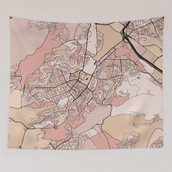 Item preview, Stuttgart Map Pattern in Soft Pink Pastels designed and sold by PatternMaps.