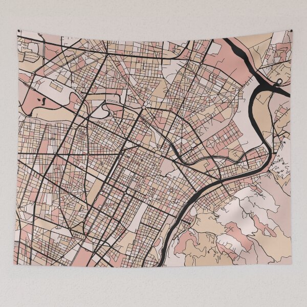 Item preview, Turin Map Pattern in Soft Pink Pastels designed and sold by PatternMaps.