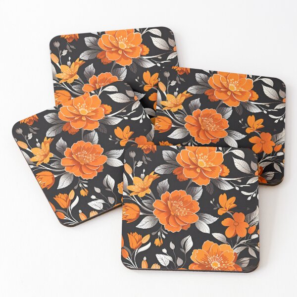 Item preview, Orange Flowers Pattern designed and sold by Wrap My Mobile.