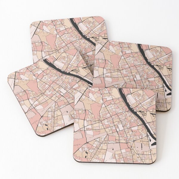 Item preview, Warsaw Map Pattern in Soft Pink Pastels designed and sold by PatternMaps.