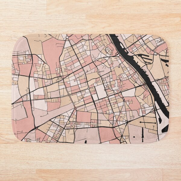 Artikelvorschau, Warschauer Kartenmuster in zartrosa Pastelltönen entworfen und verkauft von PatternMaps.