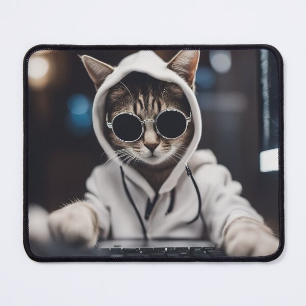 Item preview, Ethical hacker cat with hoodie designed and sold by RK - Shop.