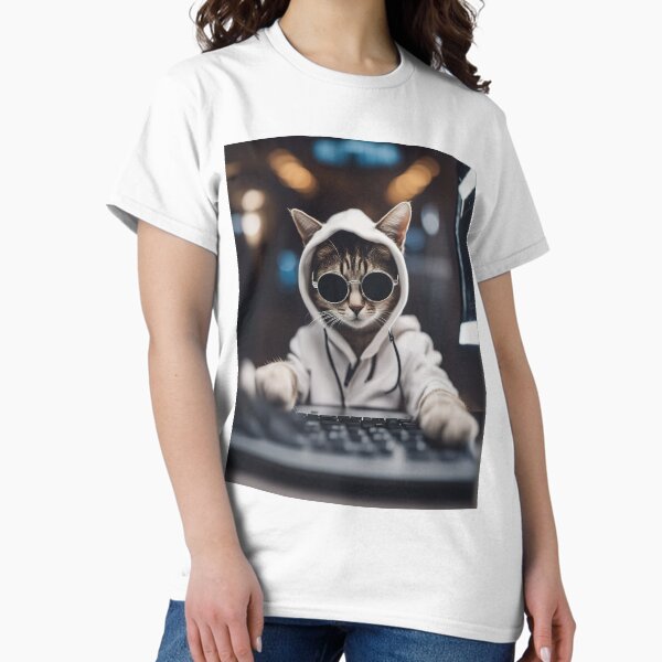 Item preview, Ethical hacker cat with hoodie designed and sold by RK - Shop.