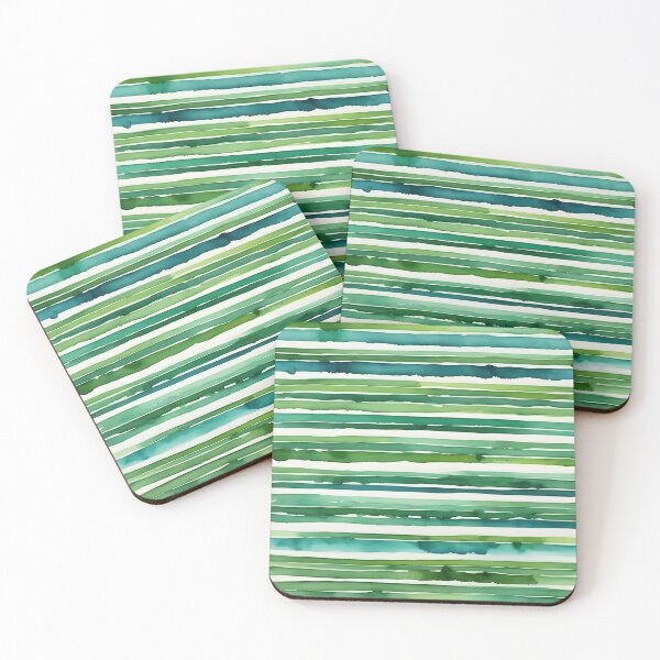 Item preview, Horizontal green watercolor stripes,minimalist striped pattern designed and sold by patterncrow.