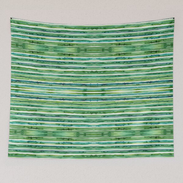 Item preview, Horizontal green watercolor stripes,minimalist striped pattern designed and sold by patterncrow.